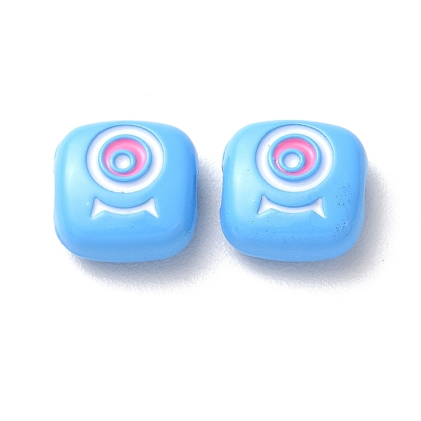 

PandaHall Spray Painted Alloy Enamel Beads, Square with Eye, Deep Sky Blue, 10x10x4mm, Hole: 1.8mm Alloy+Enamel Square