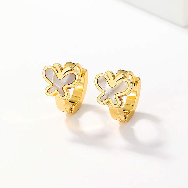 

PandaHall Stainless Steel Huggie Hoop Earrings, Shell Butterfly Earring for Women, Seashell Color, 14x10mm Stainless Steel Butterfly