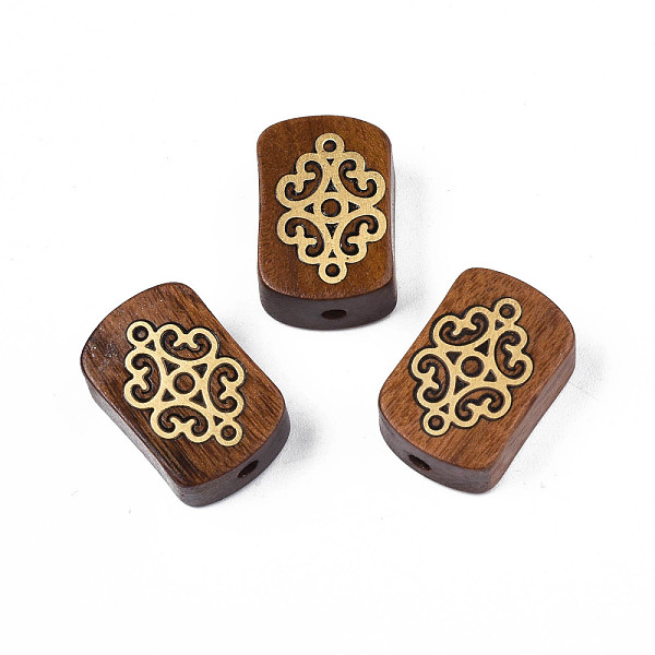

PandaHall Natural Rosewood Undyed Beads, with Raw(Unplated) Brass Slices, Rectangle, Saddle Brown, 17x11.5x7mm, Hole: 1.8mm Rosewood Others