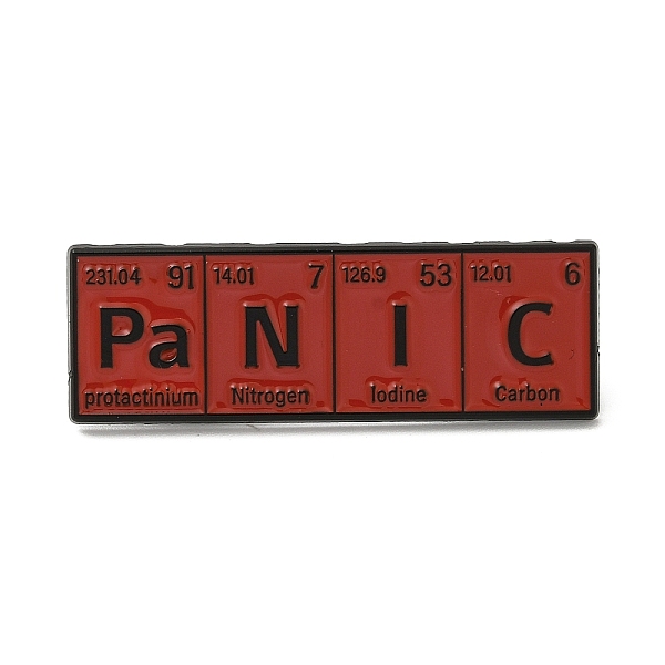 PandaHall Chemical Element Enamel Pins, Black Tone Alloy Brooches for Backpack Clothes, Dark Red, 14x41x1.5mm Alloy+Enamel Rectangle Brown