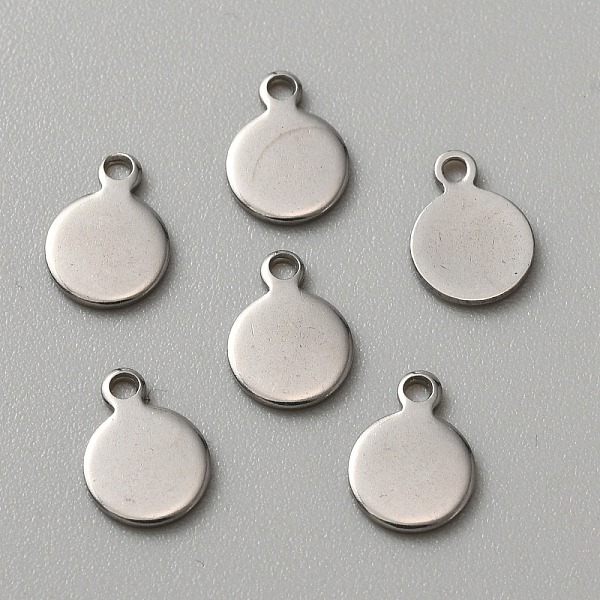 

PandaHall 304 Stainless Steel Blank Charms, Flat Round, Stainless Steel Color, 9.5x7x0.9mm, Hole: 1.2mm 304 Stainless Steel Flat Round
