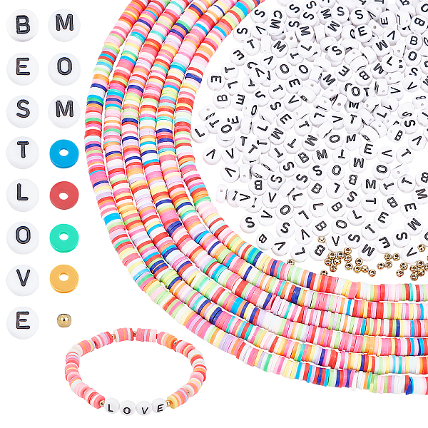 

PandaHall Acrylic Horizontal Hole Letter Beads, Flat Round, Flat Round Handmade Polymer Clay Beads, CCB Plastic Beads, Mixed Color..., Multicolor