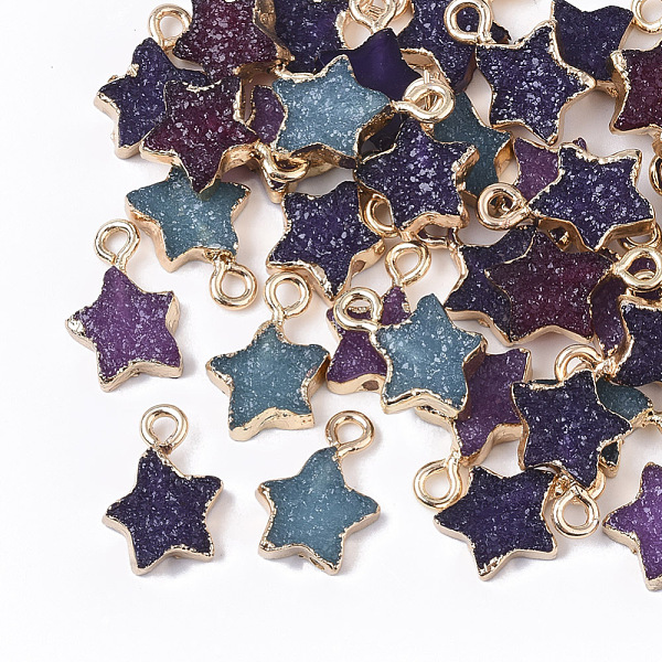 

PandaHall Druzy Resin Pendants, with Edge Light Gold Plated Iron Loops, Star, Mixed Style, Mixed Color, 15x10x3mm, Hole: 1.8mm Iron+Resin..., Multicolor