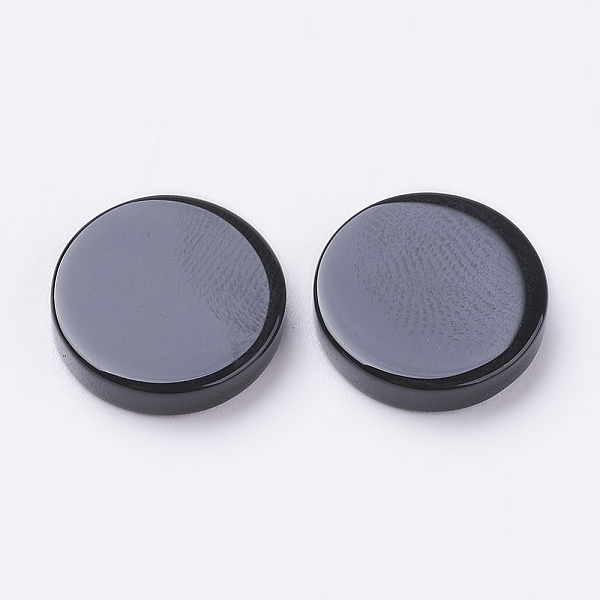 

PandaHall Natural Black Agate Cabochons, Dyed & Heated, Flat Round, 12x3mm Black Agate Flat Round