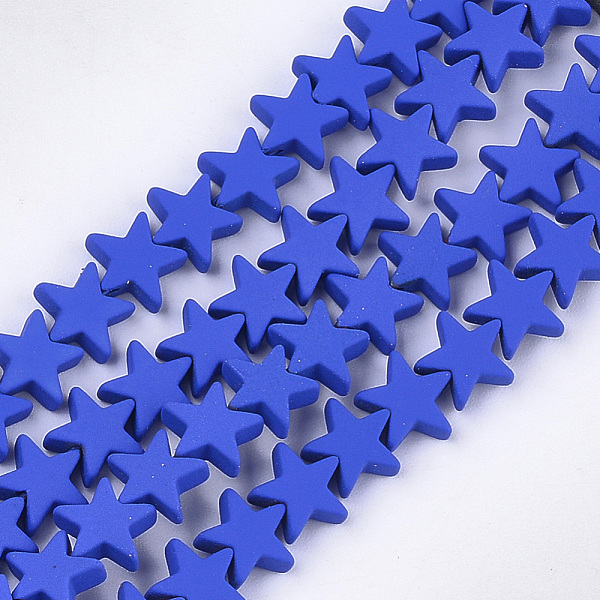 

PandaHall Spray Painted Non-magnetic Synthetic Hematite Beads Strands, Star, Blue, 9x9x2.5mm, Hole: 0.8mm, about 59~60pcs/strand, 15.5 inch...