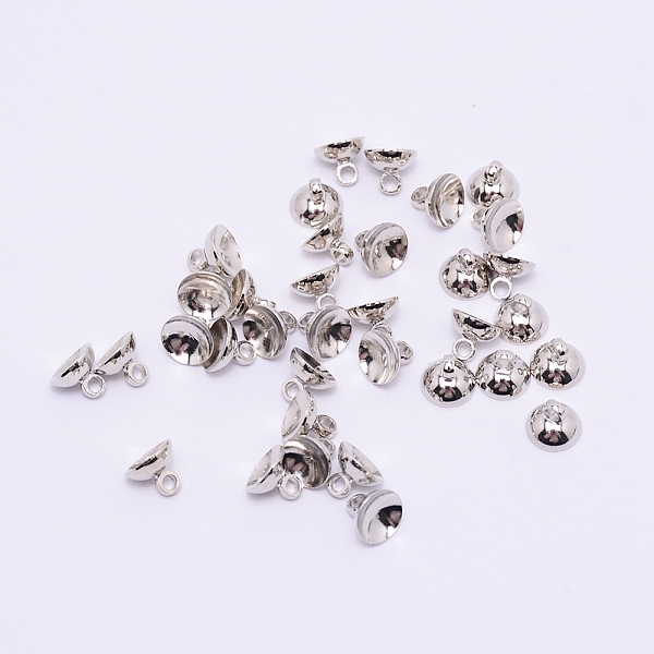 

PandaHall Brass Bead Cap Pendant Bails, for Globe Glass Bubble Cover Pendant Making, Platinum, 8x6.5mm, Hole: 2mm, 100pcs/bag Brass