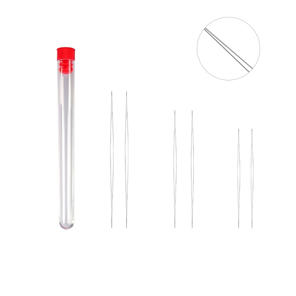 PandaHall Stainless Steel Collapsible Big Eye Beading Needles, Seed Bead Needle, with Storage Tube, Red, 45~108x13mm, 7pcs/set Stainless...