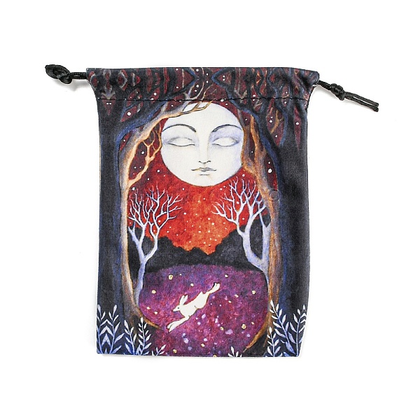 

PandaHall Double Face Printed Velvet Storage Bags, Drawstring Pouches Tarot Cards Packaging Bag, Rectangle, Tree, 17.9x13cm Velvet Tree..., White