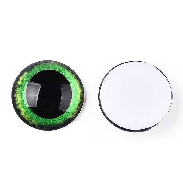 

PandaHall Glass Cabochons, Half Round with Eye, Medium Sea Green, 20x6.5mm Glass Half Round
