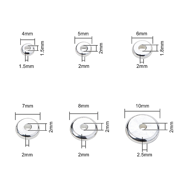 

PandaHall Flat Round Brass Spacer Beads, Barrel Plating, Silver, 4x1.5mm, Hole: 1.5mm, 220pcs/box Brass Flat Round