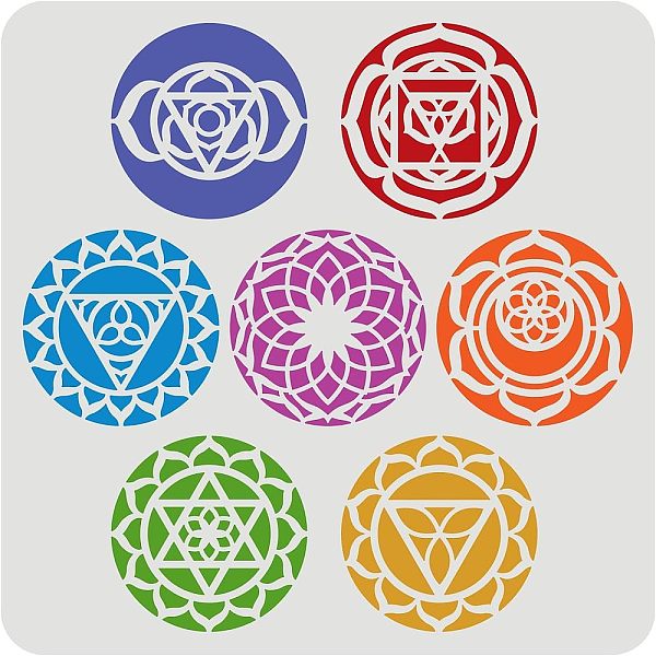 

PandaHall FINGERINSPIRE Chakra Symbol Stencil 30x30cm Reusable Chakra Stencil Yoga Meditation Stencil DIY Craft Mandala Stencil for Painting..., White