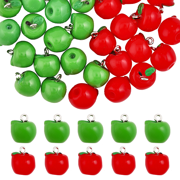 

PandaHall CHGCRAFT 36Pcs 2 Colors Opaque Apple Resin Charms, with Platinum Tone Iron Loops, Teachers' Day Gift, Mixed Color, 15x12mm, Hole..., Multicolor