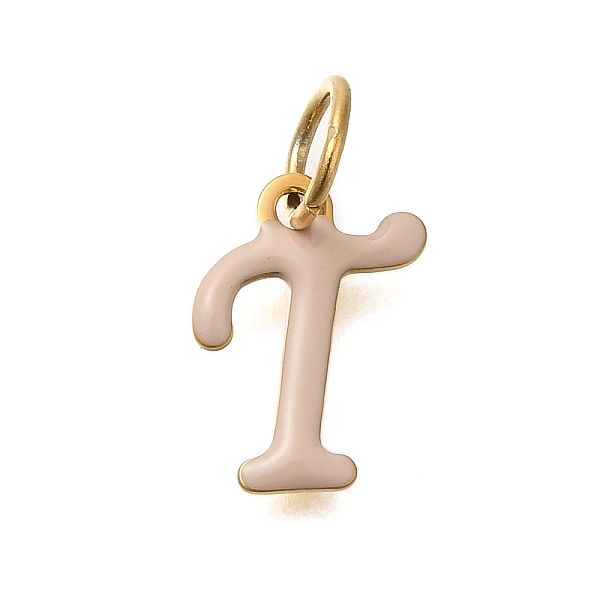Ion Plating(IP) 304 Stainless Steel Enamel Alphabet Charms