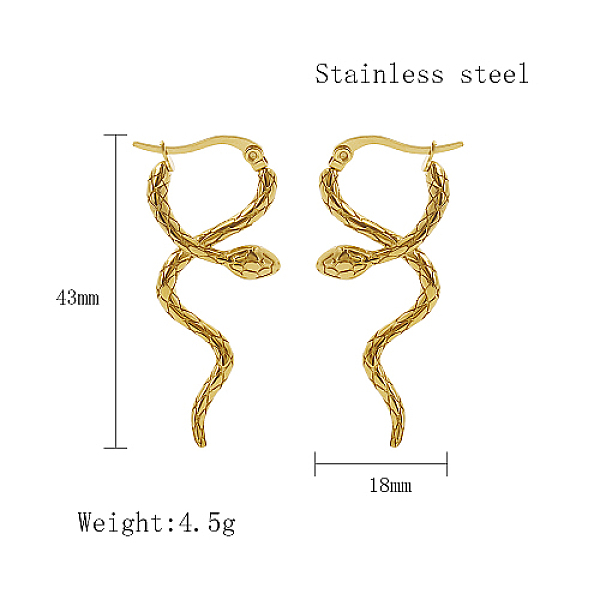 

PandaHall Stainless Steel Hoop Earrings for Women, Real 18K Gold Plated, Snake, 43x18mm Stainless Steel Snake
