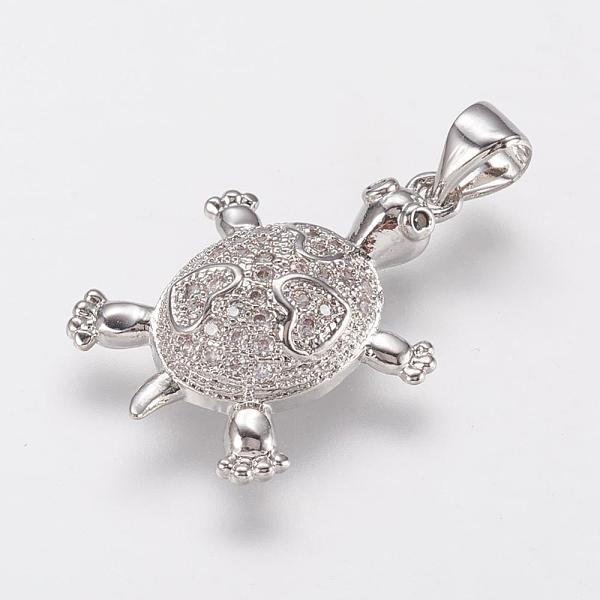 

PandaHall Brass Micro Pave Cubic Zirconia Pendants, Tortoise, Real Platinum Plated, 22.5x15.5x4mm, Hole: 3.5x4mm Brass+Cubic Zirconia..., Clear