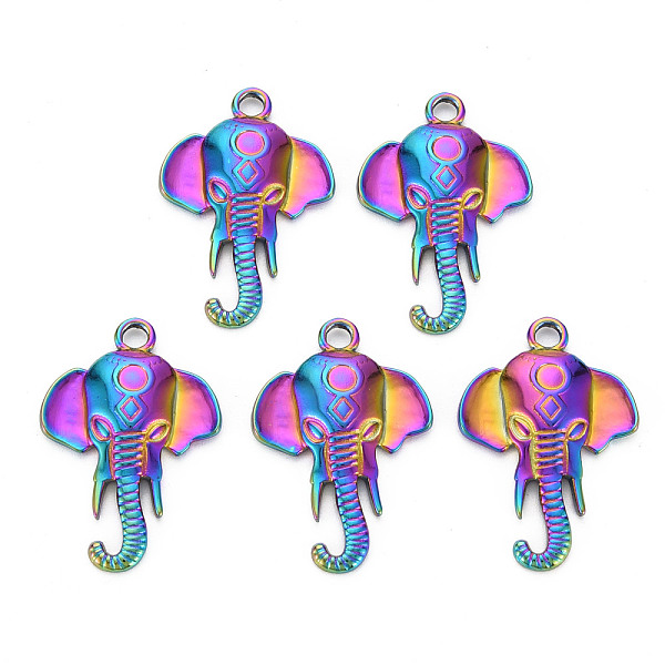 

PandaHall 201 Stainless Steel Pendants, Elephant, Rainbow Color, 28x19.5x3.5mm, Hole: 2.5mm 201 Stainless Steel Elephant