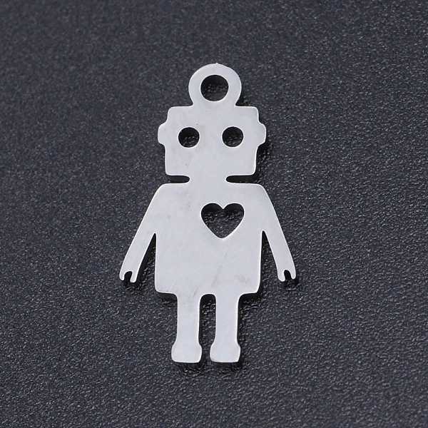 

PandaHall 201 Stainless Steel Laser Cut Pendants, Robot, Stainless Steel Color, 17.5x10x1mm, Hole: 1.4mm 201 Stainless Steel Others