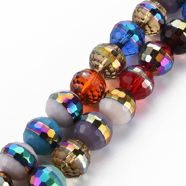 

PandaHall Electroplate Transparent Glass Beads Strands, Rainbow Color Plated, Faceted, Round, Colorful, 10x9.5mm, Hole: 1.4mm, about...