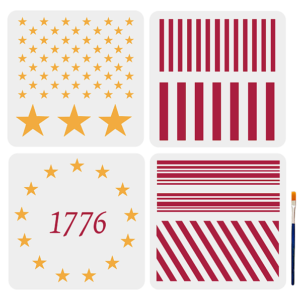 

PandaHall MAYJOYDIY US 1 Set PET Hollow Out Drawing Painting Stencils, for DIY Scrapbook, Photo Album, with 1Pc Art Paint Brushes, Star...