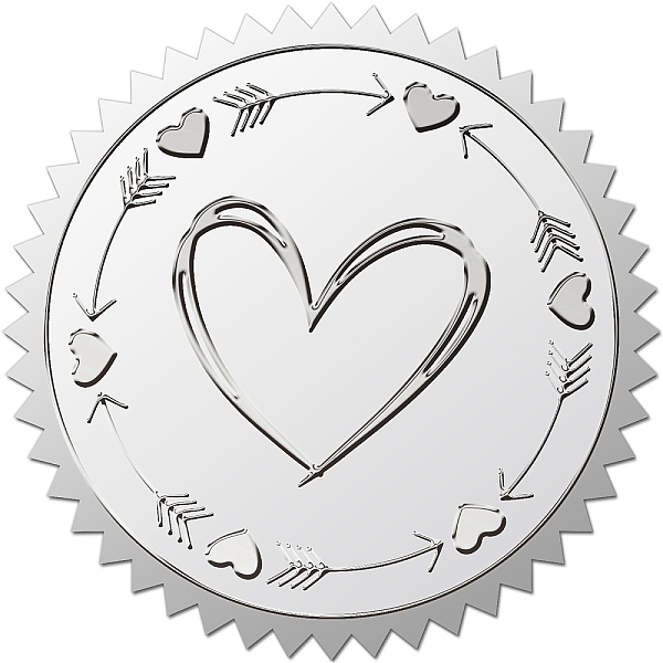 

PandaHall CRASPIRE 100Pcs Heart Embossed Envelope Seals Stickers 2" Waterproof Silver Foil Stickers Seals Self Adhesive Sticker Decor Labels...
