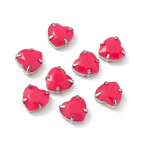 

PandaHall Heart Sew On Rhinestones, Faceted Taiwan Acrylic Rhinestone, Multi-Hole Strand Links, with Platinum Tone Brass Prong Settings..., Red