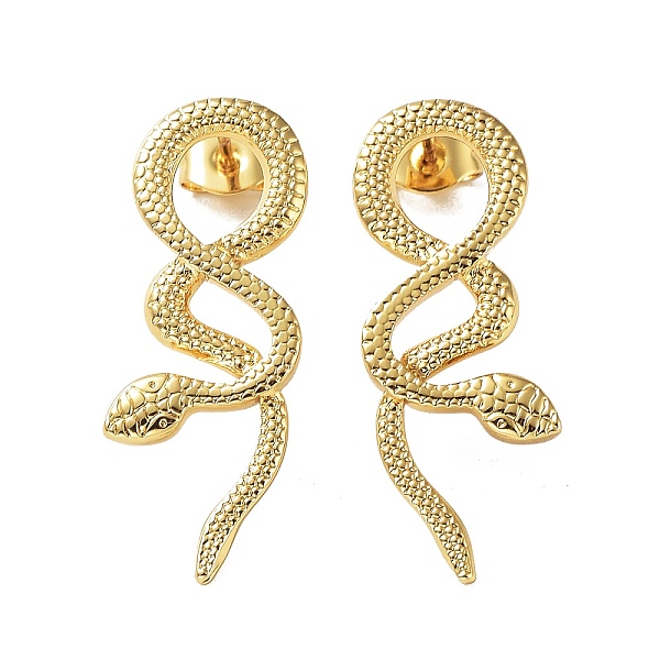 

PandaHall 304 Stainless Steel Stud Earring, Garden Reptile Serpentine Snake Earring for Women, Real 18K Gold Plated, 30x11mm 304 Stainless...