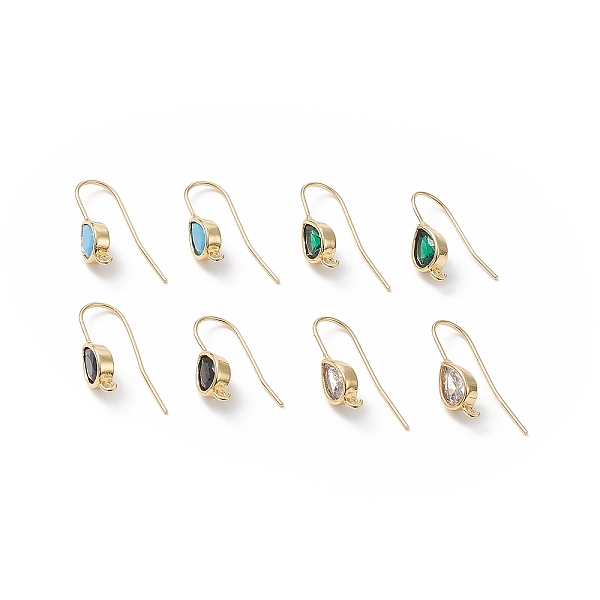 

PandaHall Real 18K Gold Plated Brass Earring Hooks, with Cubic Zirconia and Vertical Loops, Teardrop, Cadmium Free & Nickel Free & Lead Free..., Multicolor