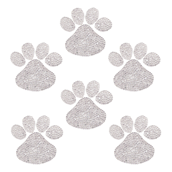 PandaHall FINGERINSPIRE 6 Pcs Rhinestone Paw Print Stickers Bling Rhinestone Paw Sticker (White) for Decorating Cars Bumper Window Laptops...
