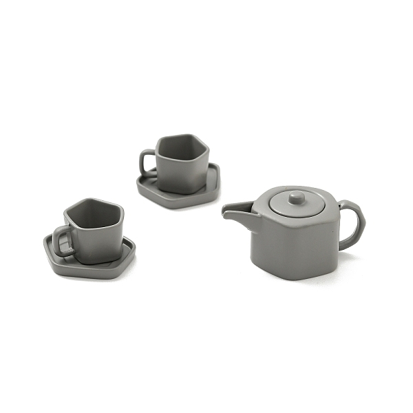 

PandaHall Mini Alloy Tea Set Display Decorations, Dollhouse Accessories, for Home Office Tabletop, Teapot, Teacup & Saucer, Dark Gray...