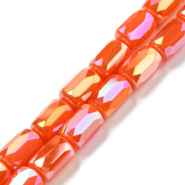 

PandaHall Glass Beads Strands, AB Color Plated, Faceted Column, Orange Red, 6x4mm, Hole: 0.8mm, about 80pcs/strand, 20.08''~20.47''(51~52cm)...