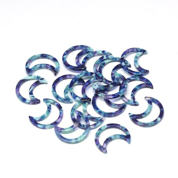 

PandaHall Cellulose Acetate(Resin) Pendants, Moon, Slate Blue, 25.5x21.5x2.5mm, Hole: 1.5mm Cellulose Acetate Moon Blue
