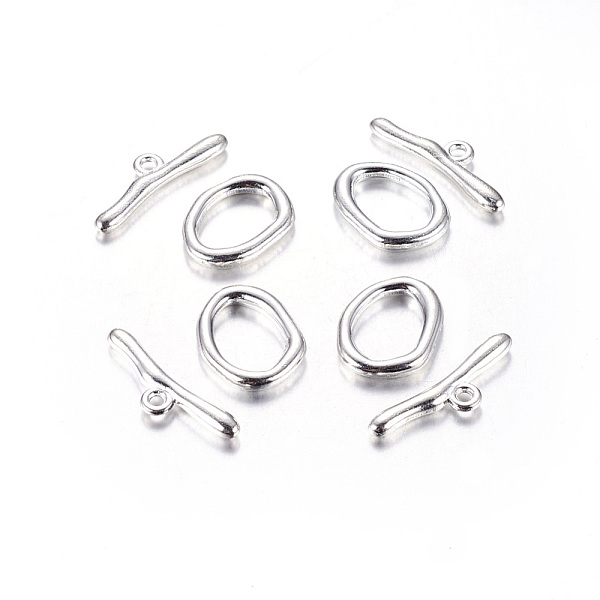 

PandaHall Alloy Toggle Clasps, Cadmium Free & Nickel Free & Lead Free, Silver Color Plated, Size: Oval: about 16mm wide, 21mm long, 3mm...