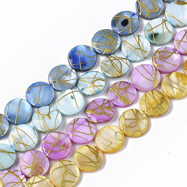

PandaHall Drawbench Freshwater Shell Beads Strands, Dyed, Flat Round, Mixed Color, 10.5~11.5x2~3mm, Hole: 1mm, about 32pcs/Strand, 14.17..., Multicolor
