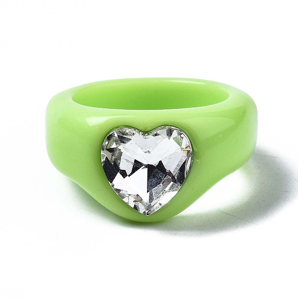 

PandaHall Opaque Acrylic Finger Rings, Heart, Yellow Green, US Size 7 1/4(17.5mm) Acrylic None