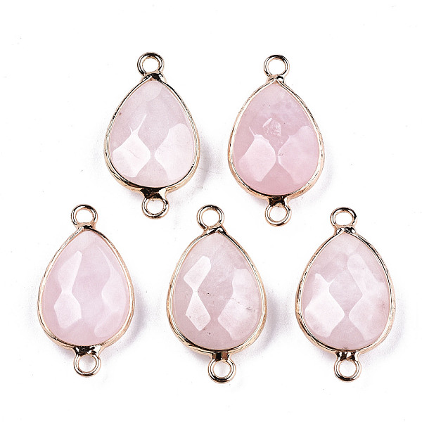 

PandaHall Natural Rose Quartz Links Connectors, with Light Gold Tone Brass Findings, Faceted Teardrop, 27x14x6mm, Hole: 2mm Rose Quartz...