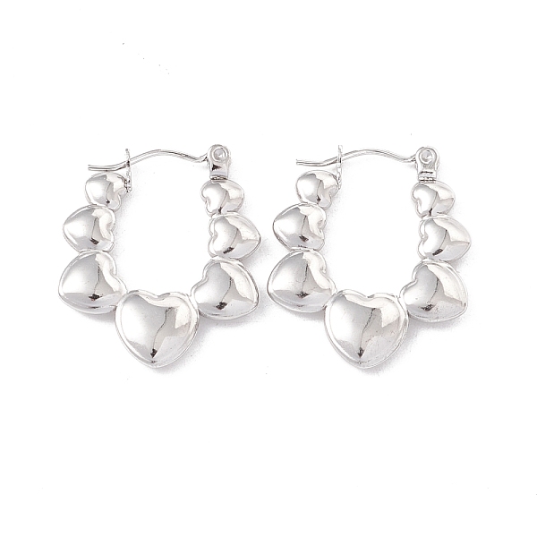 

PandaHall 304 Stainless Steel Heart Chunky Hoop Earrings for Women, Stainless Steel Color, 25x20.5x3mm, Pin: 0.6mm 304 Stainless Steel Heart