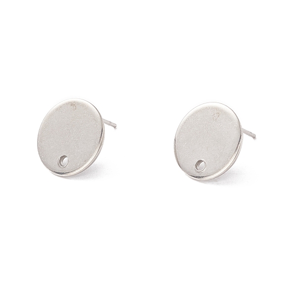 

PandaHall 201 Stainless Steel Stud Earring Findings, with 316 Surgical Stainless Steel Pins and Hole, Flat Round, Stainless Steel Color...