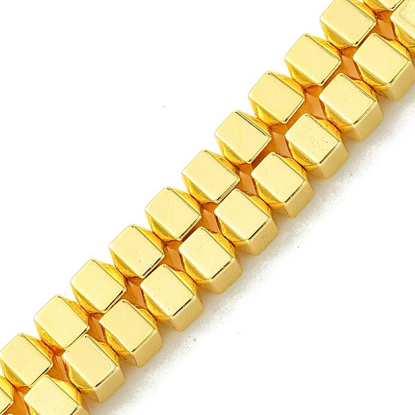 

PandaHall Electroplated Synthetic Non-Magnetic Hematite Beads Strands, Cube, Golden Plated, 4x4x4mm, Hole: 0.9mm, about 100pcs/strand...