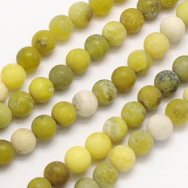 

PandaHall Frosted Round Natural Olive Jade Beads Strands, 10mm, Hole: 1mm, about 40pcs/strand, 15.3 inch Olive Jade Round