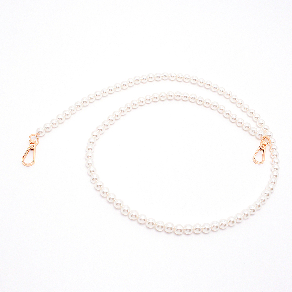 

PandaHall White Acrylic Round Beads Bag Handles, with Zinc Alloy Swivel Clasps and Steel Wire, for Bag Replacement Accessories, Light Gold...