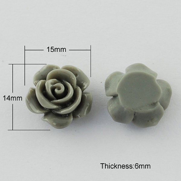 

PandaHall Resin Cabochons, Flower, Dark Gray, 14x15x6mm Resin Flower Gray
