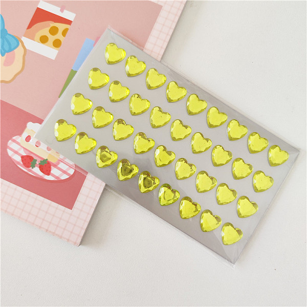 

PandaHall Acrylic Rhinestone Self-Adhesive Stickers, Waterproof Bling Faceted Heart Crystal Decals for Party Decorative Presents, Kid's Art..., Yellow