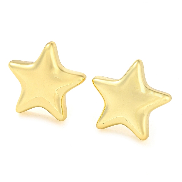 

PandaHall Rack Plating Brass Star Stud Earrings, Long-Lasting Plated, Cadmium Free & Lead Free, Real 18K Gold Plated, 20x20mm Brass Star