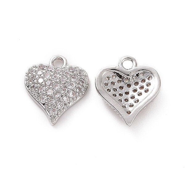 

PandaHall Brass Micro Pave Cubic Zirconia Charms, with Jump Rings, Heart Charm, Platinum, 10x9x2.5mm, Hole: 1.2mm Brass+Cubic Zirconia Heart..., Clear