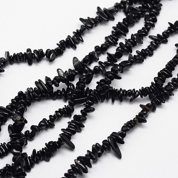 

PandaHall Chips Natural Black Tourmaline Beads Strands, 3~8x3~12x3~5mm, Hole: 1mm, about 32 inch Tourmaline Chip