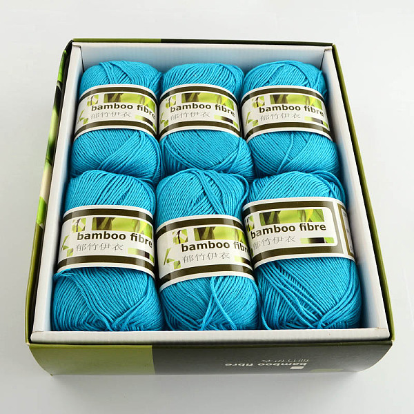 

PandaHall Soft Baby Yarns, with Bamboo Fibre and Silk, Deep Sky Blue, 1mm, about 140m/roll, 50g/roll, 6rolls/box Bamboo Fiber+Silk Blue
