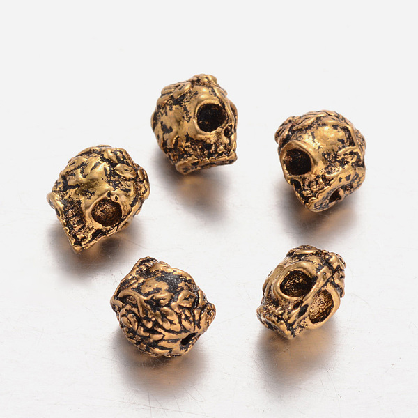 

PandaHall Tibetan Style Alloy Beads, Skull, Antique Golden, 9x6x10mm, Hole: 1mm Alloy Skull
