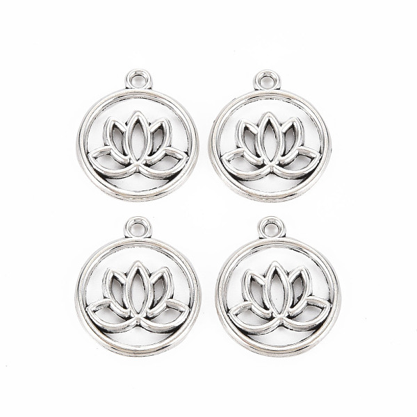 

PandaHall Tibetan Style Alloy Pendants, Cadmium Free & Lead Free, Flat Round with Flower, Antique Silver, 22.5x19x2mm, Hole: 2mm, about...