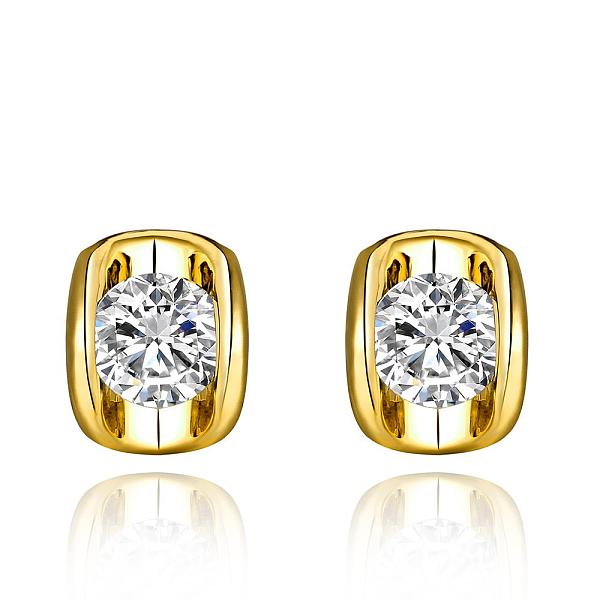 

PandaHall Simple Fashion Rectangle Tin Alloy Rhinestone Stud Earrings, Golden, 9x7mm Rhinestone Clear