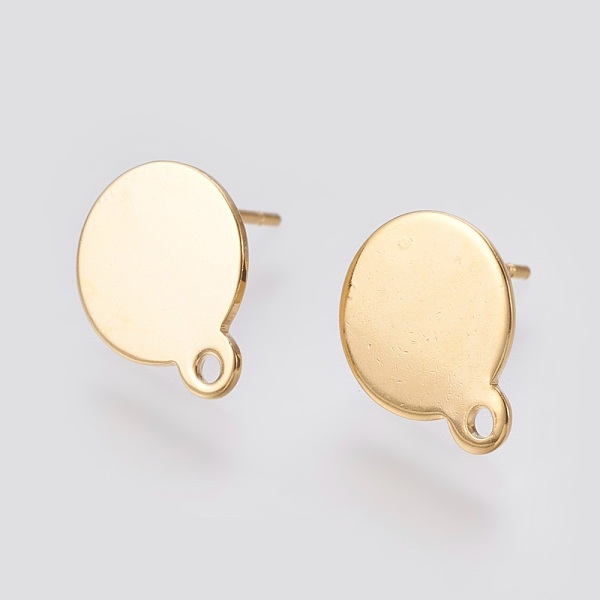 

PandaHall 304 Stainless Steel Stud Earring Findings, with Loop and Flat Plate, Real 24K Gold Plated, 12mm, 13x10.5x0.5mm, Pin: 0.8mm, Hole...